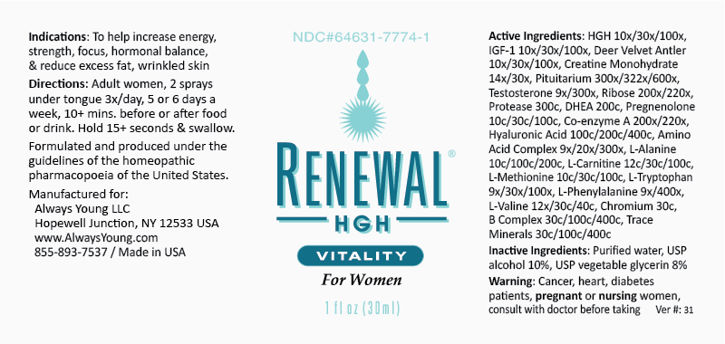 Renewal Vitality bottle label